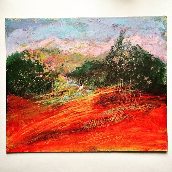 Red Field - My, Acrylic, Painting, Painting, Field