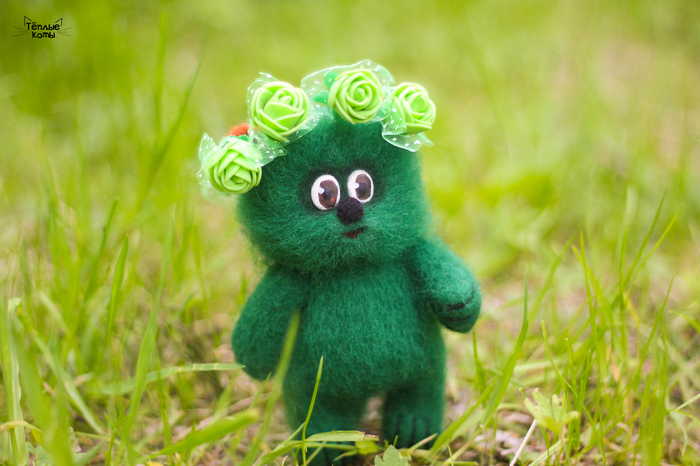 Fairy tale character Skuchun - warm, fluffy and very green - My, Wallow, Dry felting, Needlework without process, Creation, Art, Handmade, Story, Toys