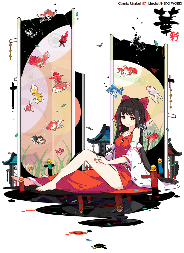 #ideolo - Anime, Anime art, Touhou, , Longpost, Hakurei Reimu, Himekaidou hatate, Koakuma