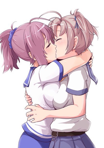 Aoba & Kinugasa - Kantai collection, Aoba, Kinugasa, Yuri, Anime art, Anime, Kiss