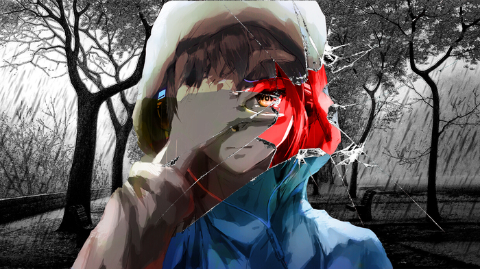 Sadness is a blessing - My, Anime, Anime art, Photoshop, Sad, , Sadness