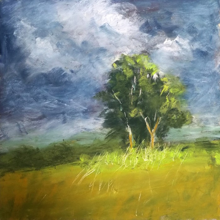 Before the storm - My, Pastel, Dry pastel, Painting, Field, Tree