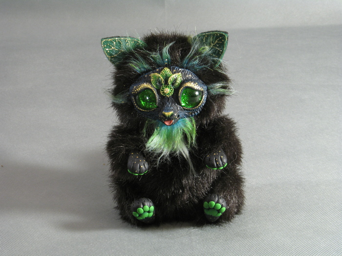 Green-eyed kitten - My, With your own hands, Author's toy, Green eyes, , Longpost