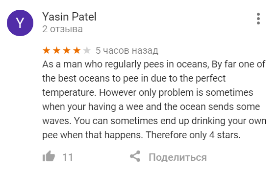 Before you worry about what others think of you... - Ocean, Rating, Longpost, Google maps, Pacific Ocean