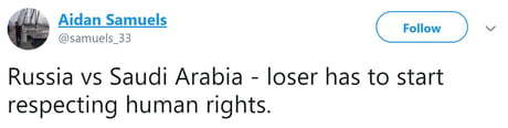 Матч Россия - Саудовская Аравия. Проигравший начинает соблюдать права человека. - Чемпионат мира, Права человека, Чемпионат мира по футболу 2018