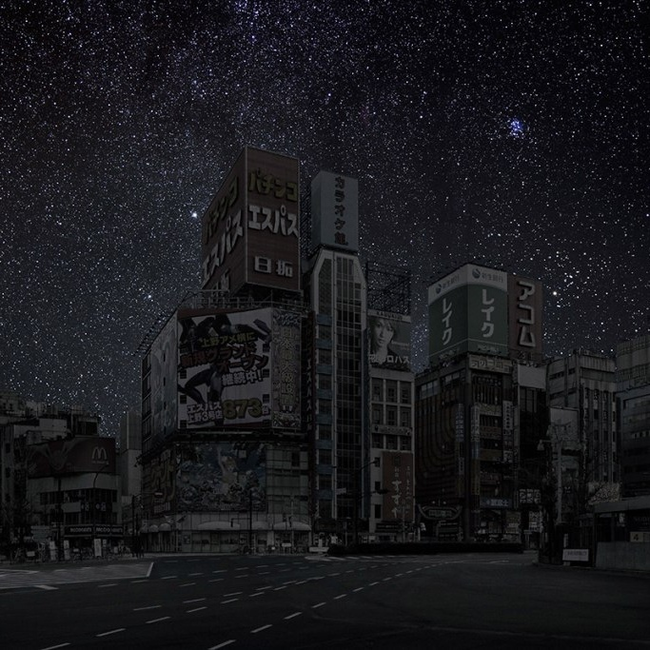 What cities would look like, illuminated only by stars. - Night, Starry sky, Art, From the network, Town, Longpost