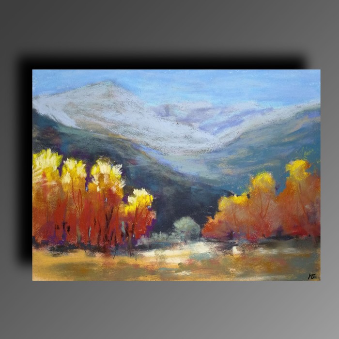 Another work based on the book The painterly approach - My, Pastel, Painting, Tree, The mountains, Landscape