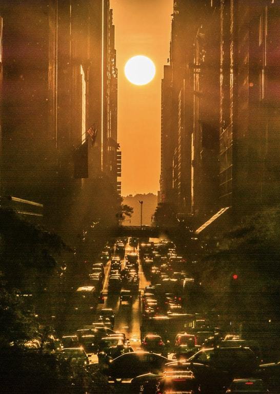 Sunset over 42nd Street in Midtown Manhattan - The photo, Sunset, Beautiful