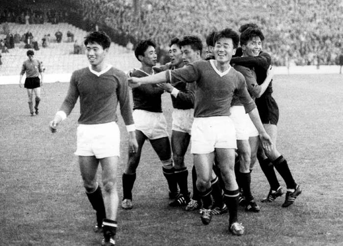 North Korea team after defeating Italy at the World Cup, 1966, England - Football, England, Soccer World Cup, Story, North Korea