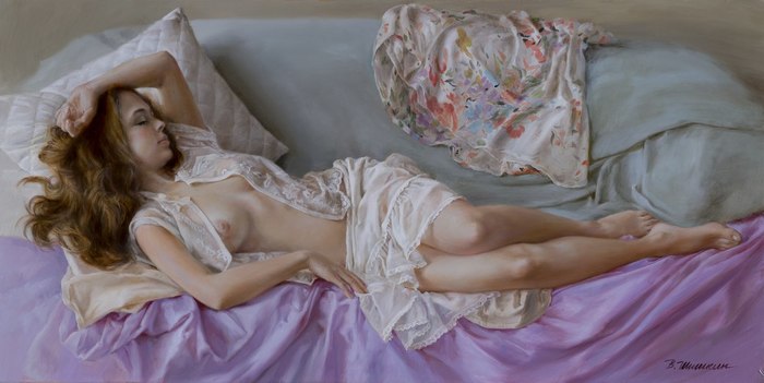 female image - NSFW, Painting, , Photorealism, Strawberry, Longpost