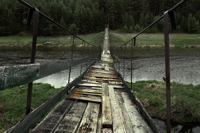 Bridge as an allegory of life - My, Ural, Iset, Suspension bridge, Landscape, Invoice