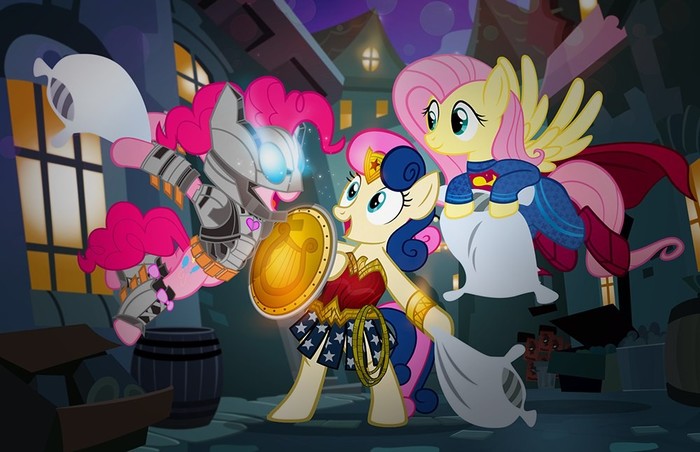   My Little Pony, Ponyart, Fluttershy, Bon Bon, Pinkie Pie, DC Comics, , Pixelkitties