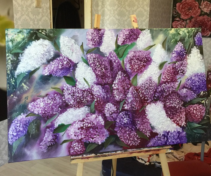 Lilac oil painting - My, Painting, Saint Petersburg, Artist, Lilac, Flowers, Painting, Oil painting, Art