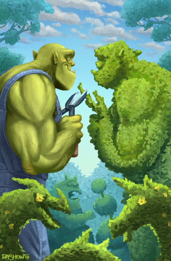 Ogre gardener - Art, Drawing, Ogres, Gardener, 