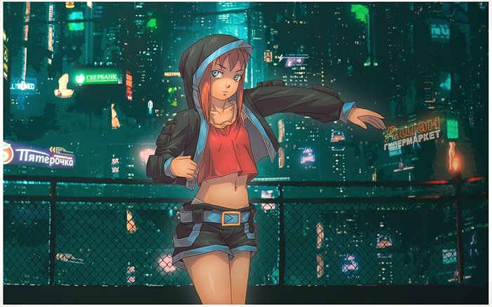 The cyberpunk we deserve.. - Endless summer, Visual novel, Ulyana, Cyberpunk, Leonzo, Art