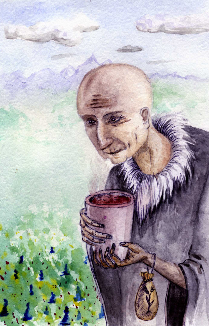 Grandpa with a cup of tea - My, Watercolor, People, Tea, Creation, Drawing, Painting, Characters (edit)