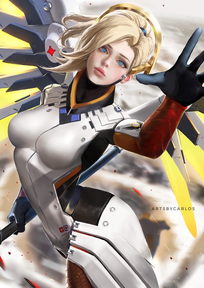 Mercy Overwatch, Mercy, Artbycarlos