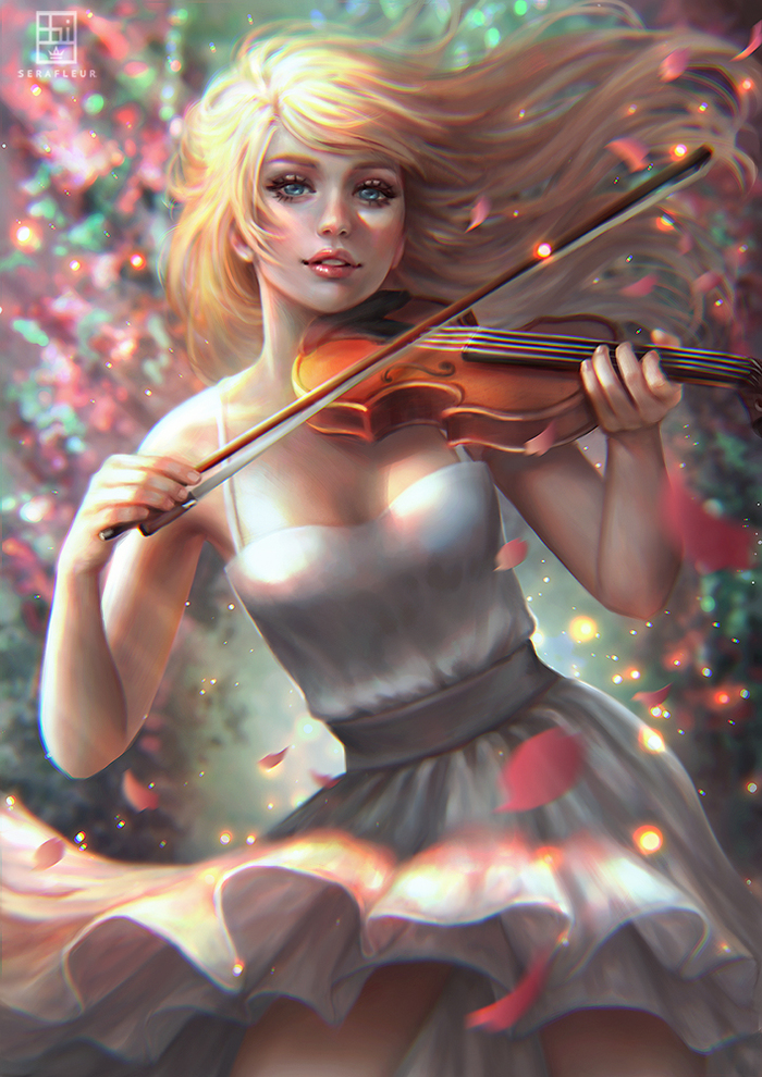 Miyazono Kaori - Anime art, Anime, Shigatsu wa Kimi no Uso, Miyazono kaori, Serafleur