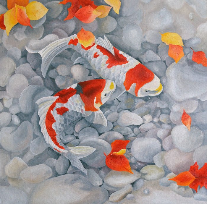 Koi carp - My, , A fish, Oil painting, Painting, Interior, Artist, Hobby, Art, Longpost