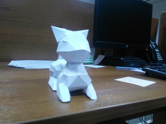 Some paper. - My, Paper, Glue, Low poly, There was nothing to do, Papercraft, cat, Idleness