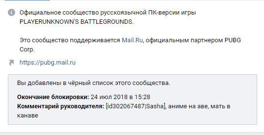 Про Mail, Вконтакте и официальные сообщества - Моё, ВКонтакте, Mail ru, Оскорбление, PUBG, Несправедливость, Длиннопост