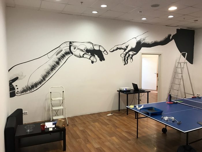 Making walls in our office #1 - My, Shifu, Graffiti, Graphics, Drawing on the wall, Wall, 