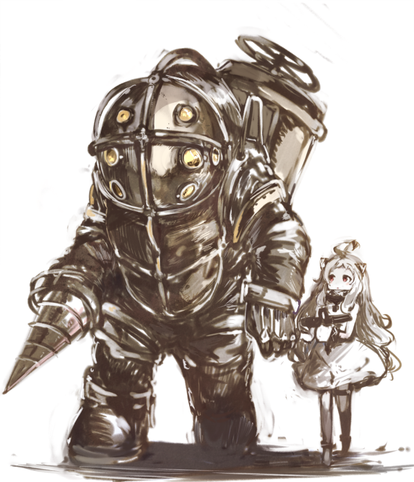 Looks like the fleet is in trouble. - Kantai collection, Crossover, BioShock, Hoppou, Big Daddy, Art