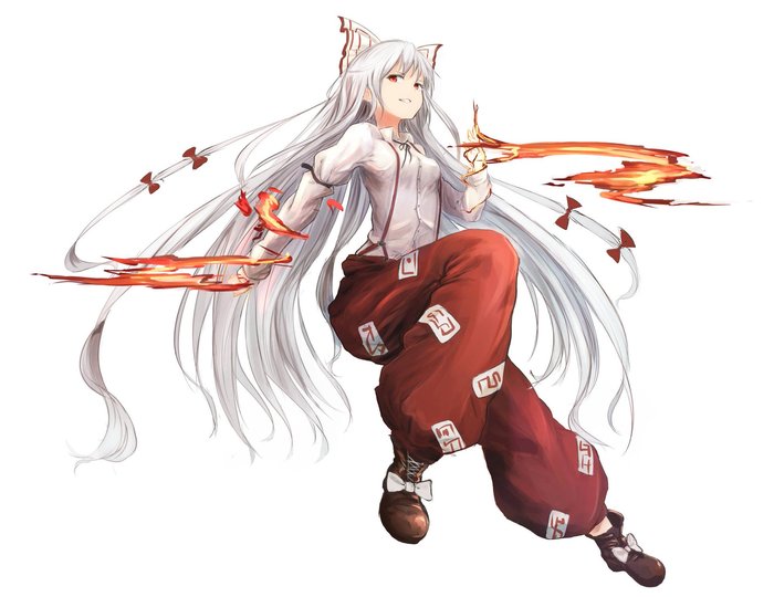 Anime art by homo 1121 - Anime Art, Touhou, Fujiwara No Mokou, Homo 1121, Аниме