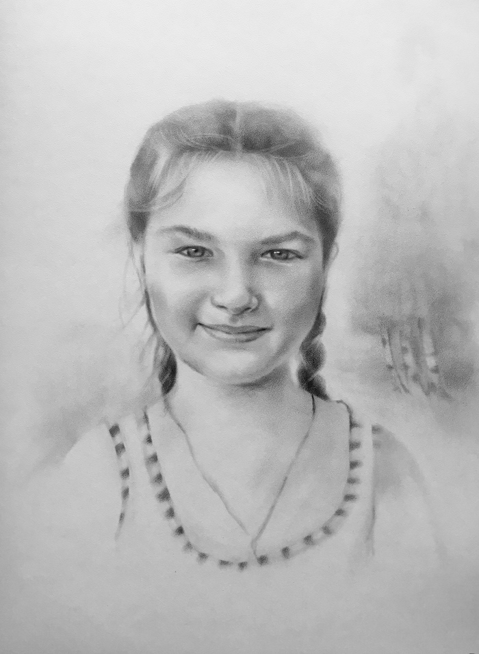 Nastya - My, Anastasia, Dry brush, Portrait by photo, Luboff00, Portrait, Girls, Drawing