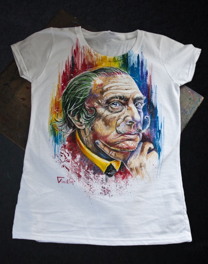 I decided to show you my Dali - My, Painting on fabric, Painting Clothes T-shirt Style, Longpost