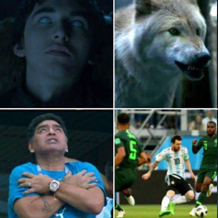 Varg at the World Cup - Soccer World Cup, Bran Stark, Diego Maradona, Lionel Messi, Argentina national team, Game of Thrones