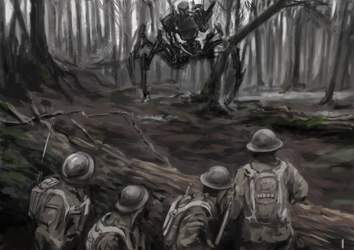 Hush! - My, Drawing, Art, , Robot, The soldiers, Digital drawing, Photoshop