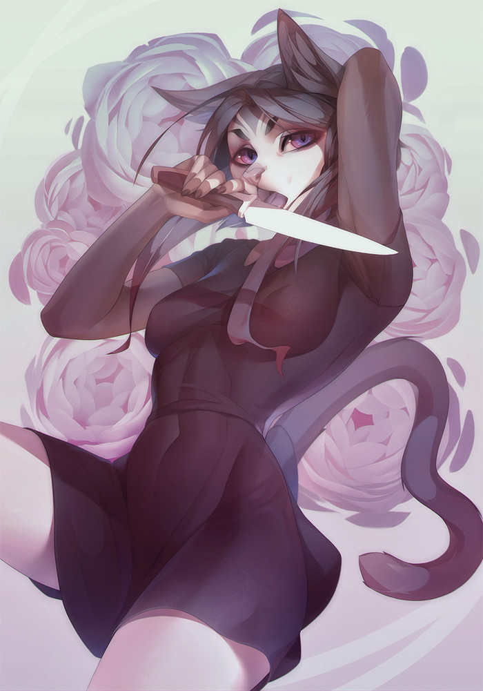 Knife - Furry, Art, Knife, Black Gargoyley