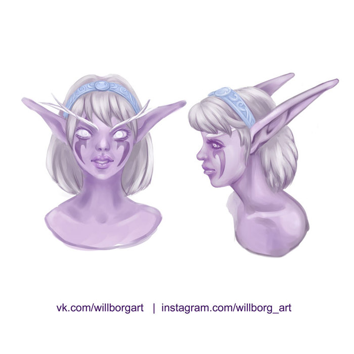 Night elf hairstyles. Part 2 - My, Portrait, Elves, , Warcraft, Night elfs, Прическа, Characters (edit), Longpost