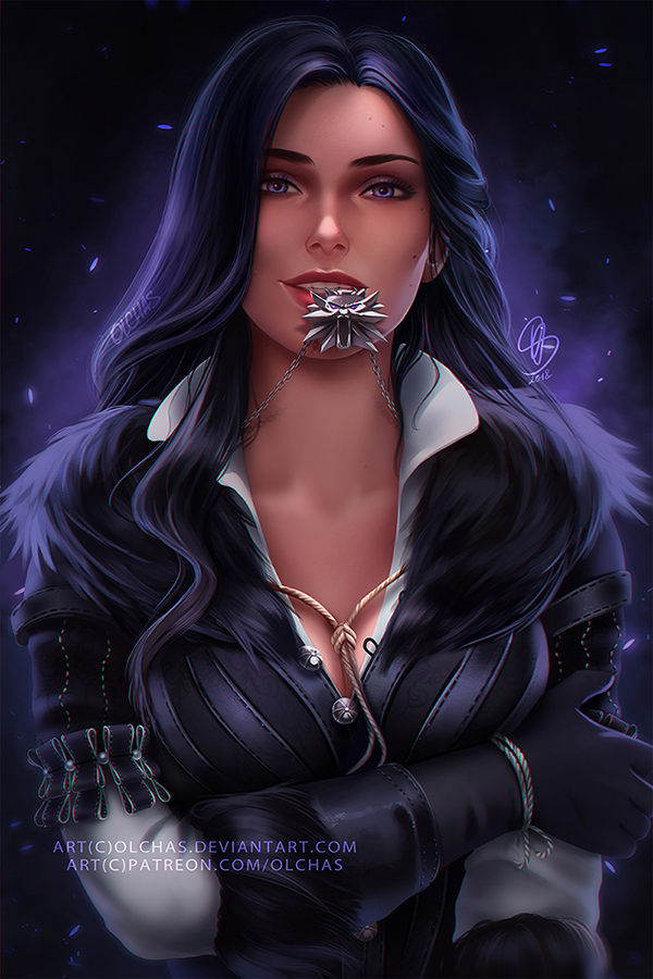 Yennefer! - Yennefer, Witcher, Art, Olchas, Portrait, Beautiful girl, Games