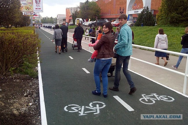 Our meme with a pram on a bike path - My, The photo, Bike path