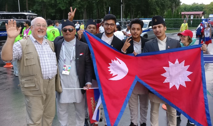 Nepal at the match Russia - Spain in Luzhniki - My, Nepal, 2018 FIFA World Cup, Spain, Болельщики, The photo, Luzhniki