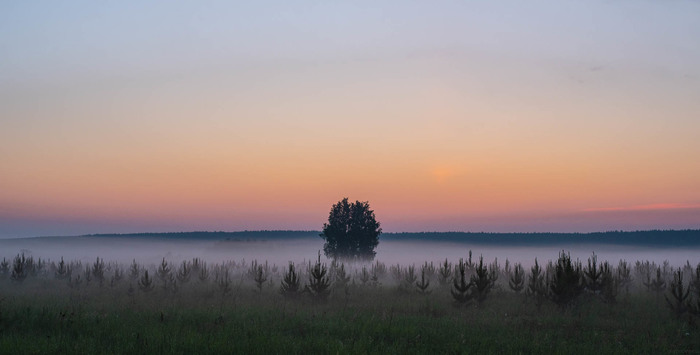 Fog in the morning in the vicinity of the village of Yuzhakovo. - My, Morning, dawn, The photo, Village, Nature, Fog, River, Ural, Longpost