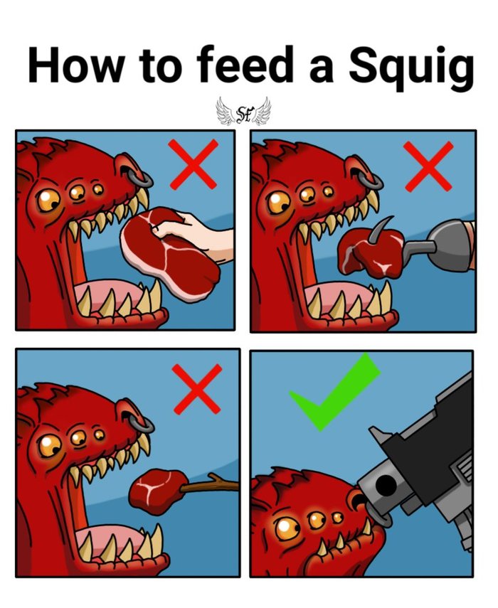 How to feed a squig - Warhammer 40k, Wh humor, Comics, Food, Squigg