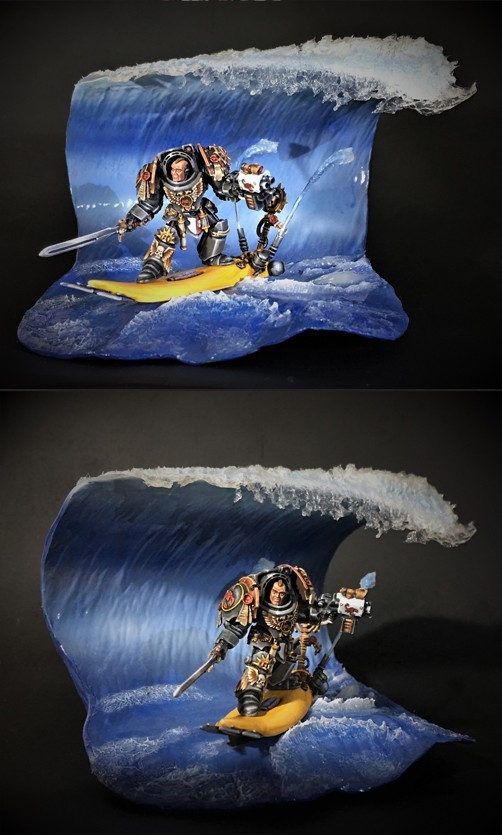 Commander Kulln of the Red Scorpions is already breaking through the waves with might and main! - Warhammer 40k, Adeptus Astartes, Red Scorpions, Wh miniatures, Wh humor
