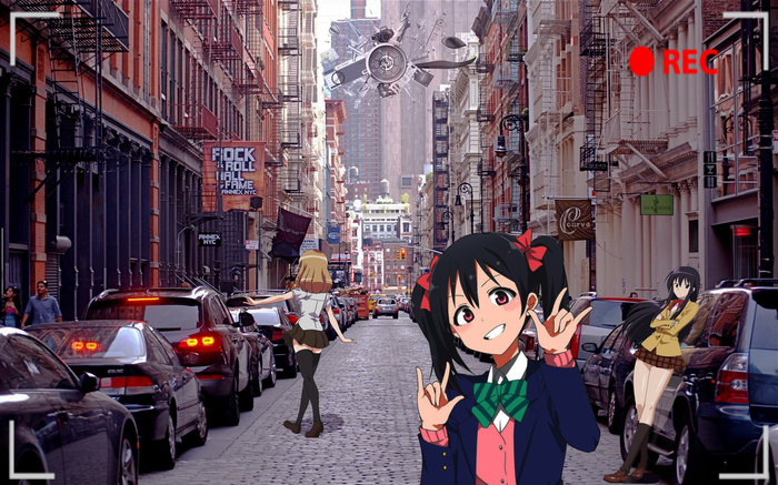 Travel Niko-ni and her friends - New York - My, Anime, Anime art, Photoshop, New York