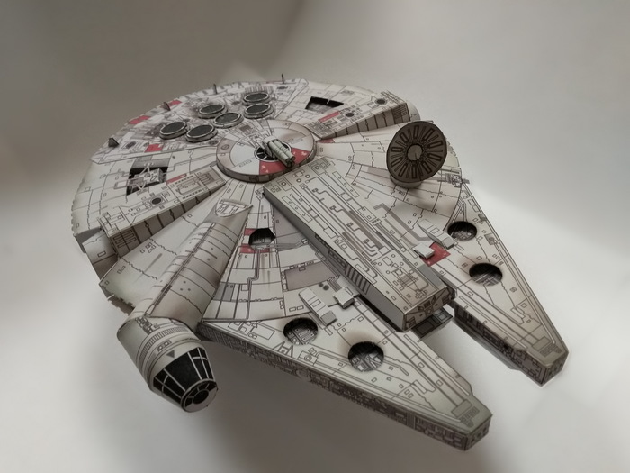 Если долго мучиться, то Millennium falcon получится! - Моё, Star Wars, Papercraft, Бумага, Длиннопост