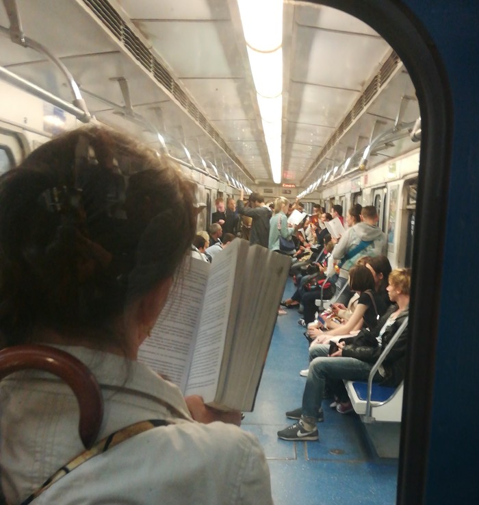 Scientologists on the subway - My, Metro, Metro SPB, Saint Petersburg, Scientology, Ron Hubbard, Sect, Agitation