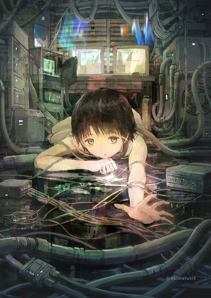 Serial Experiments Lain - Anime art, Anime, Serial Experiments Lain, Lain Iwakura, Tokunaga akimasa