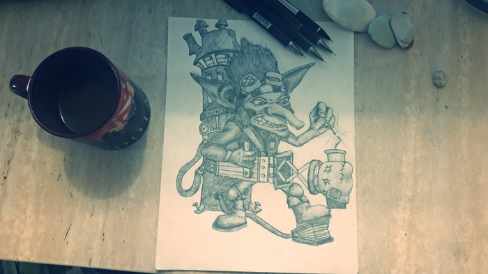 Something needs to be EXPLODED!! - My, Pencil drawing, Creative crisis, Hobby, Challenge, Drawing, Pencil, Fantasy, Goblins