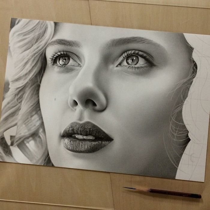 Pencil drawing - Drawing, Pencil, Portrait, Scarlett Johansson