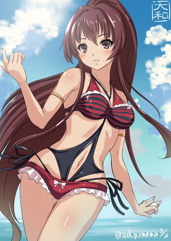 Yamato - NSFW, Kantai collection, Yamato, Sakiyamama, Swimsuit, Summertime, Anime art, Anime, Summer