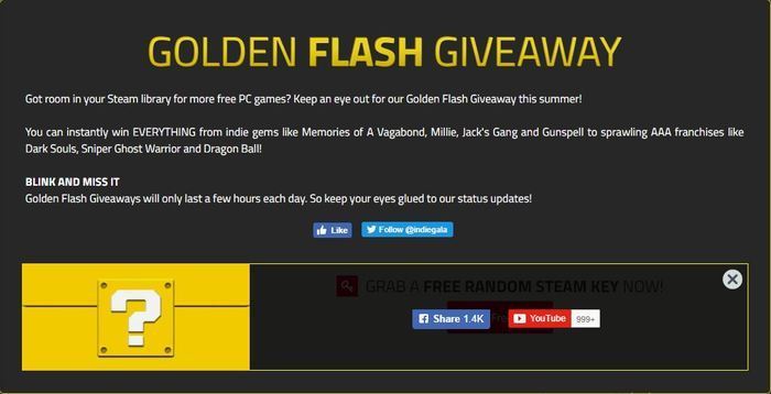 Golden Flash Giveaway:   Steam, , Flash Giveaway, Indiegala,  Steam