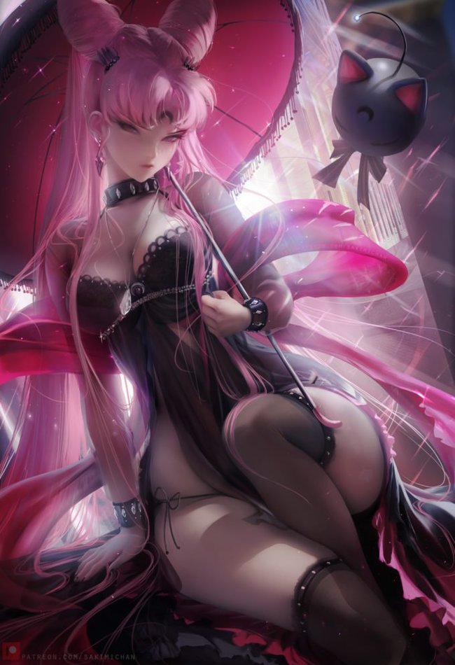 Black Lady! - NSFW, black lady, Sakimichan, Sailor Moon, Art, Anime, Longpost