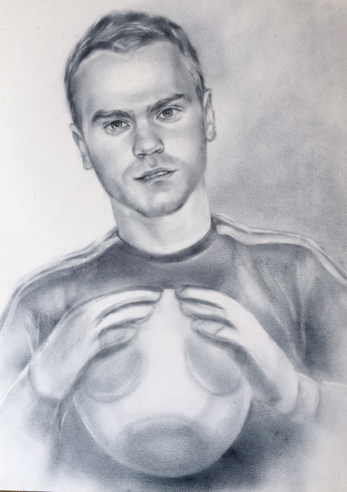 Igor Akinfeev - My, Goalkeeper, Football, My, Dry brush, Luboff00, A. A. Akinfeev, Drawing, Igor Akinfeev